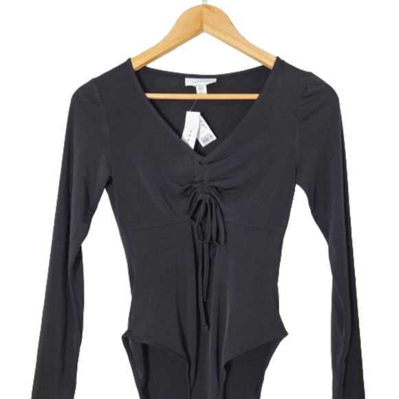 Topshop Cutout Ruched Bodysuit Women's Size 4 - Picture 6 of 13